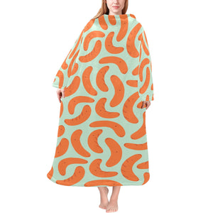 Sausage Pattern Print Design 04 Blanket Robe with Sleeves