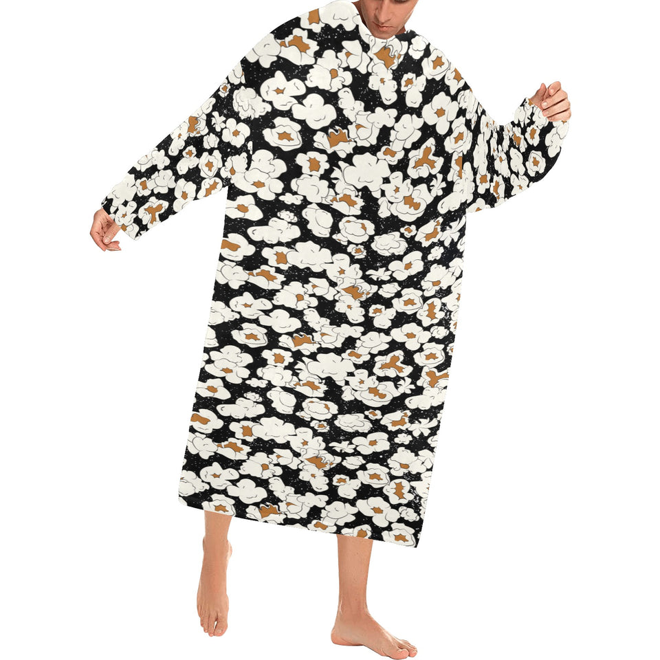 Popcorn Pattern Print Design 02 Blanket Robe with Sleeves