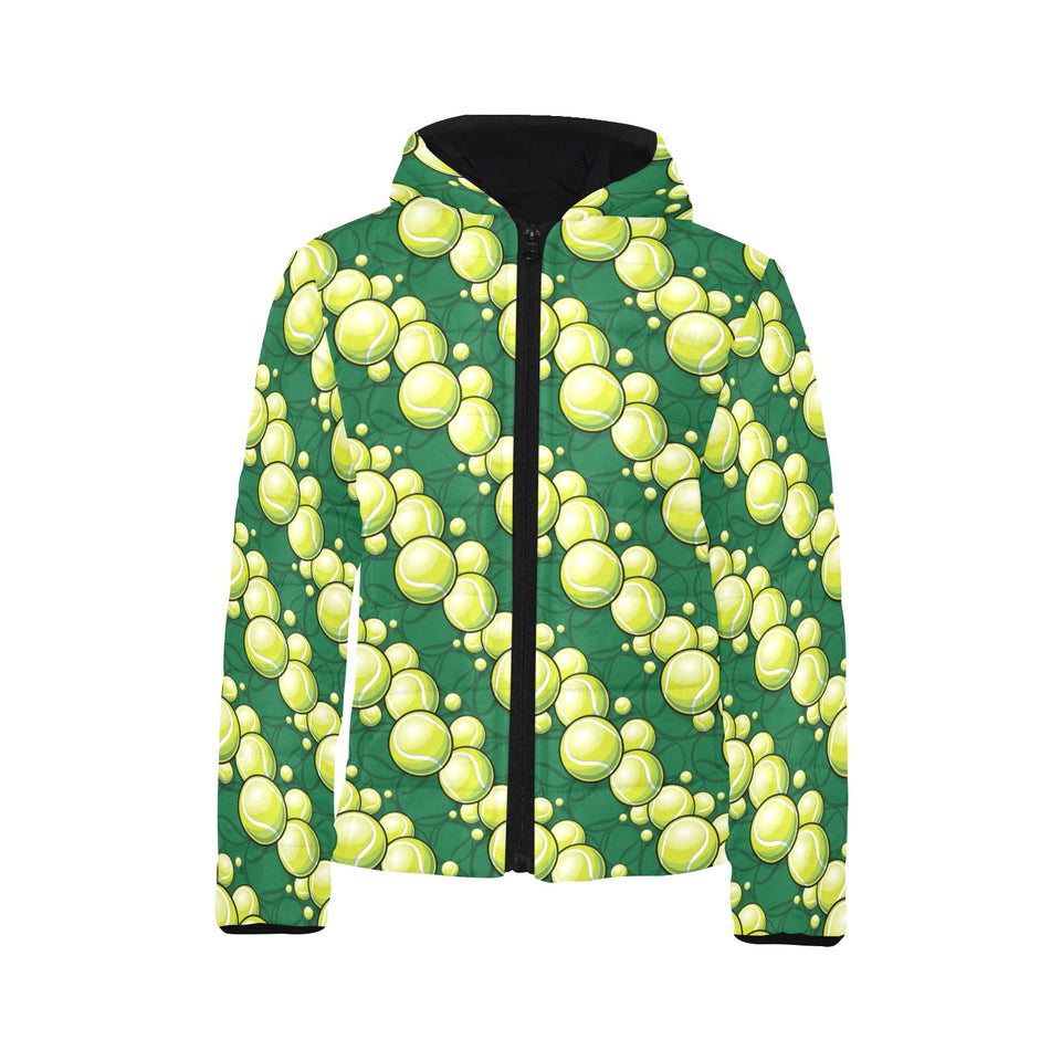 Tennis Pattern Print Design 04 Kids' Boys' Girls' Padded Hooded Jacket