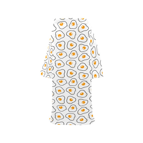 Fried Eggs Pattern Print Design 05 Blanket Robe with Sleeves