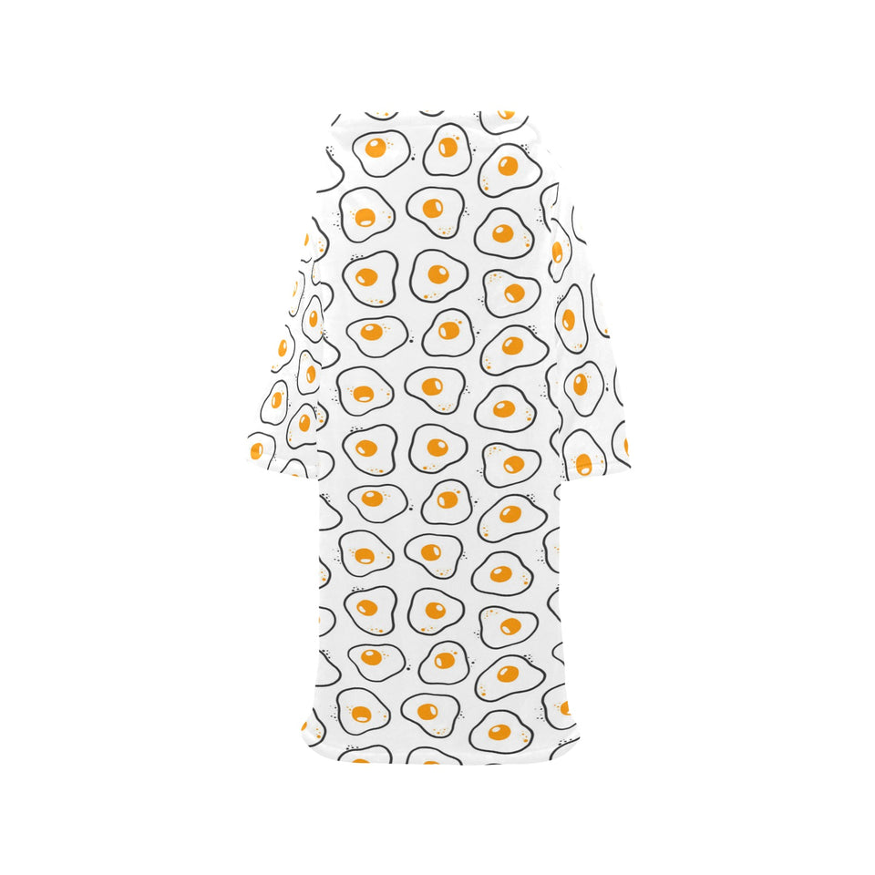 Fried Eggs Pattern Print Design 05 Blanket Robe with Sleeves