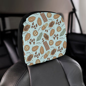 Hand Drawn Cocoa Pattern Car Headrest Cover