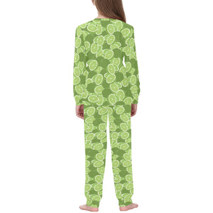 Lime Pattern Background Kids' Boys' Girls' All Over Print Pajama Set