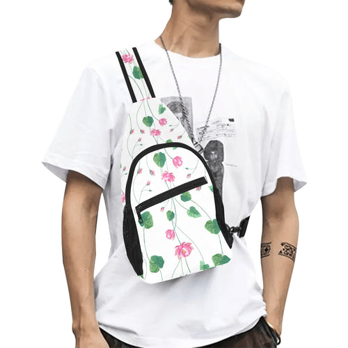 Pink Lotus Waterlily Flower Pattern All Over Print Chest Bag