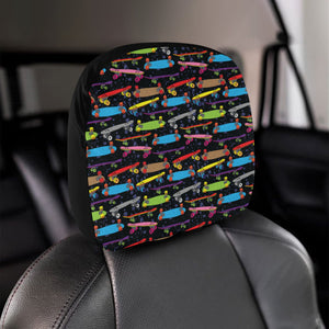 Skate Board Pattern Print Design 03 Car Headrest Cover