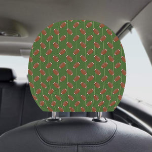 American Football Ball Pattern Green Background Car Headrest Cover