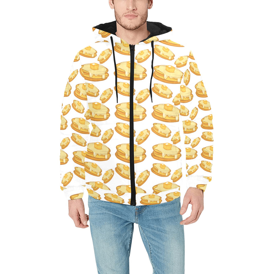 Pancake Pattern Print Design 05 Men's Padded Hooded Jacket(ModelH42)