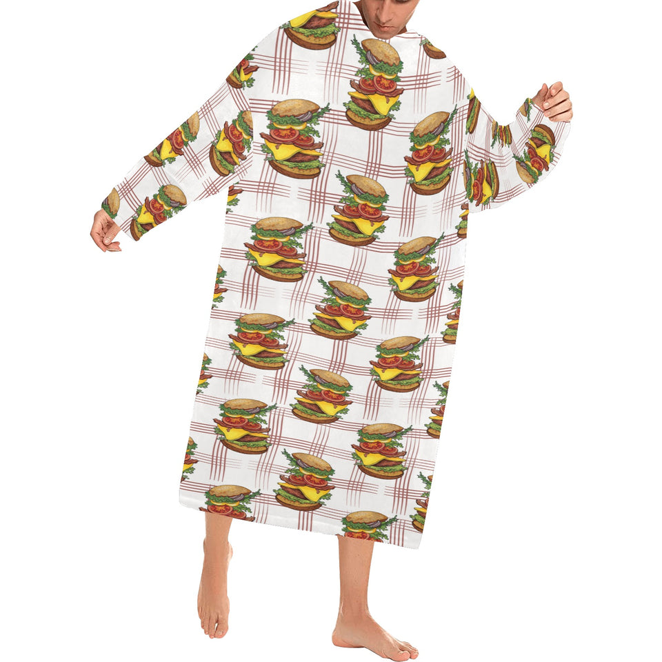 Hamburger Pattern Print Design 03 Blanket Robe with Sleeves