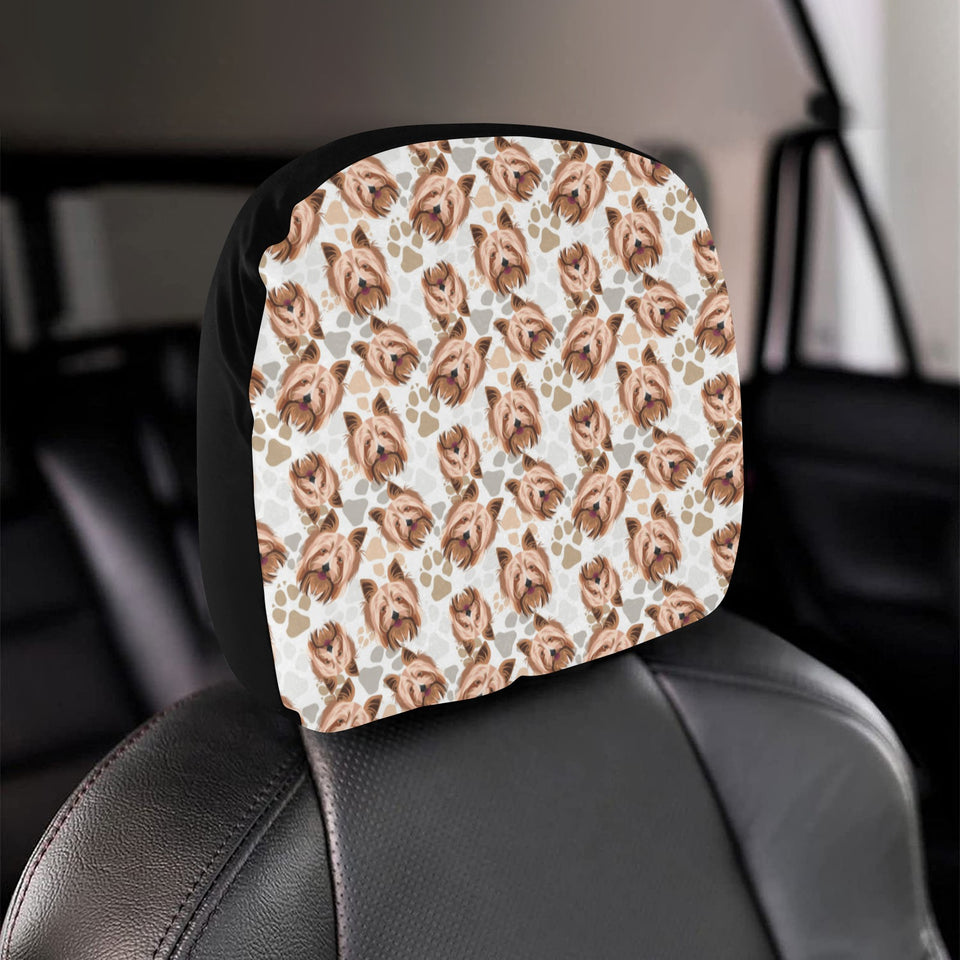 Yorkshire Terrier Pattern Print Design 04 Car Headrest Cover