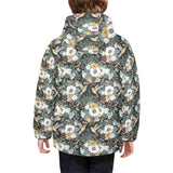 Hummingbird Pattern Print Design 05 Kids' Boys' Girls' Padded Hooded Jacket