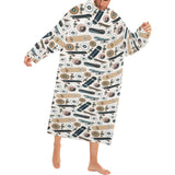 Skate Board Pattern Print Design 01 Blanket Robe with Sleeves