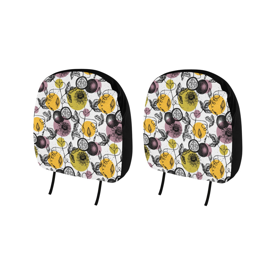 Passion Fruit Pattern Background Car Headrest Cover