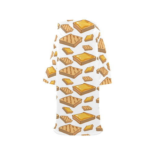 Bread Toast Pattern Print Design 03 Blanket Robe with Sleeves