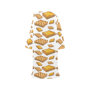 Bread Toast Pattern Print Design 03 Blanket Robe with Sleeves