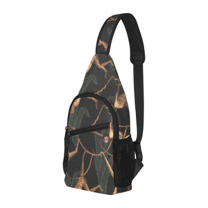 Monkey Pattern Black Background All Over Print Chest Bag