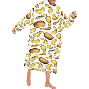 Potato Chips Pattern Print Design 01 Blanket Robe with Sleeves