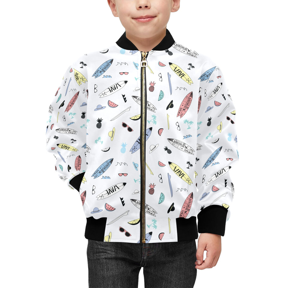 Surfboard Pattern Print Design 01 Kids' Boys' Girls' Bomber Jacket