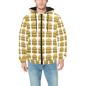 Hamburger Pattern Print Design 05 Men's Padded Hooded Jacket(ModelH42)