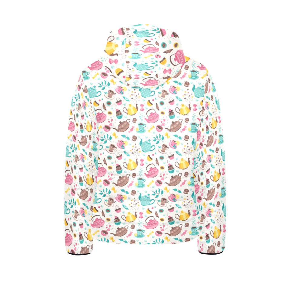 Tea pots Pattern Print Design 05 Kids' Boys' Girls' Padded Hooded Jacket