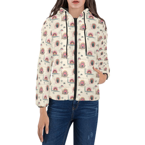 Snail Pattern Print Design 04 Women's Padded Hooded Jacket