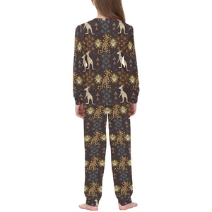 Kangaroo Aboriginal Theme Pattern Kids' Boys' Girls' All Over Print Pajama Set