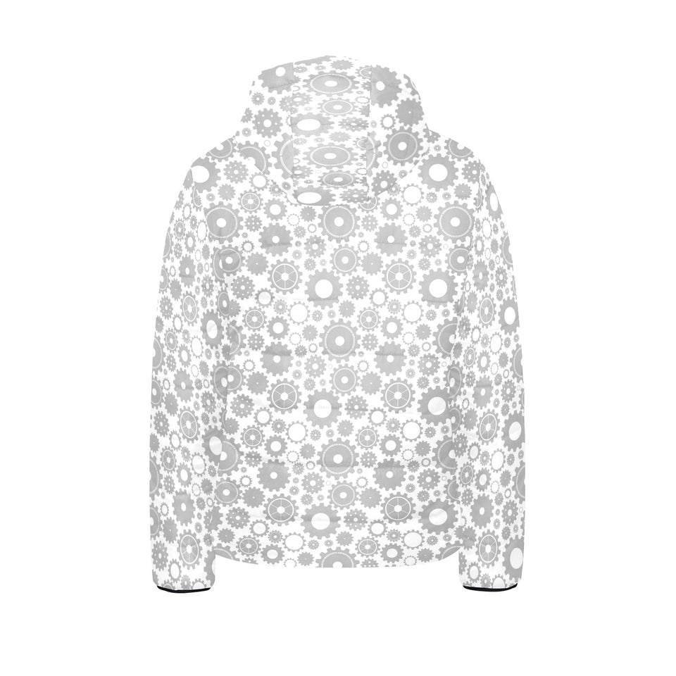 Gear Pattern Print Design 03 Kids' Boys' Girls' Padded Hooded Jacket