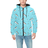 Piano Pattern Print Design 01 Men's Padded Hooded Jacket(ModelH42)