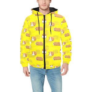 Guinea Pig Pattern Print Design 04 Men's Padded Hooded Jacket(ModelH42)