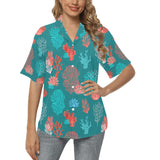 Coral Reef Pattern Print Design 04 Women's All Over Print Hawaiian Shirt