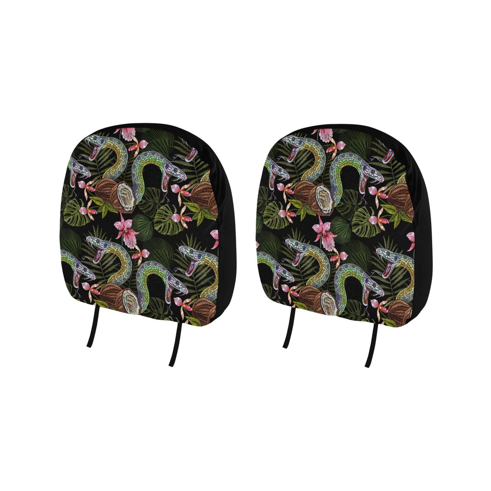 Snake Leaves Coconut Pattern Car Headrest Cover