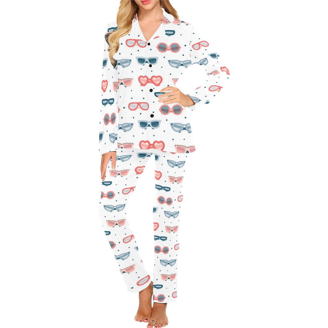 Sun Glasses Pattern Print Design 02 Women's Long Pajama Set