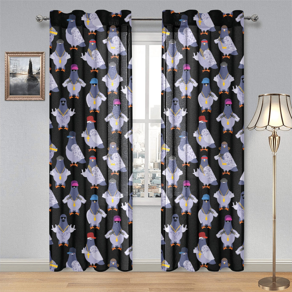 Pigeon Pattern Print Design 04 Gauze Curtain