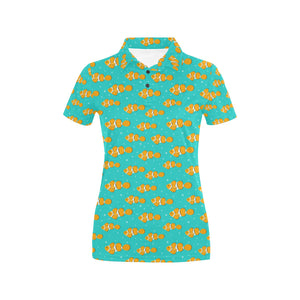 Clown Fish Pattern Print Design 02 Women's All Over Print Polo Shirt