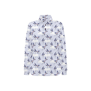 Swallow Pattern Print Design 03 Women's Long Sleeve Polo Shirt