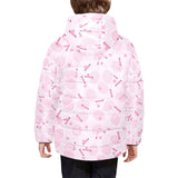 Tennis Pattern Print Design 02 Kids' Boys' Girls' Padded Hooded Jacket