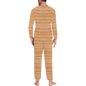 Wood Printed Pattern Print Design 04 Men's All Over Print Pajama