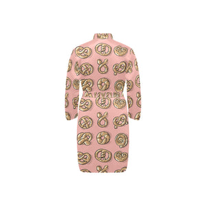 Pretzels Pattern Print Design 04 Men's Long Sleeve Belted Night Robe