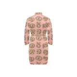 Pretzels Pattern Print Design 04 Men's Long Sleeve Belted Night Robe