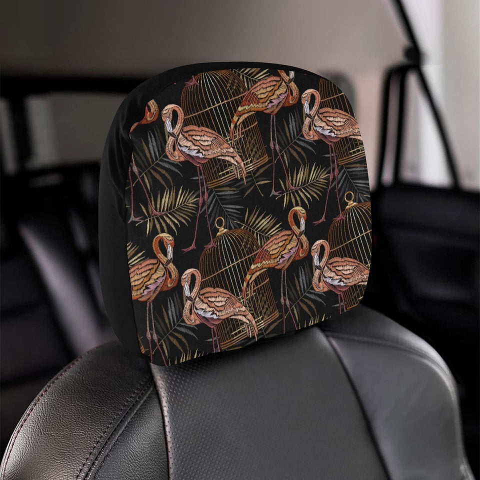 Flamingo Pattern Background Car Headrest Cover