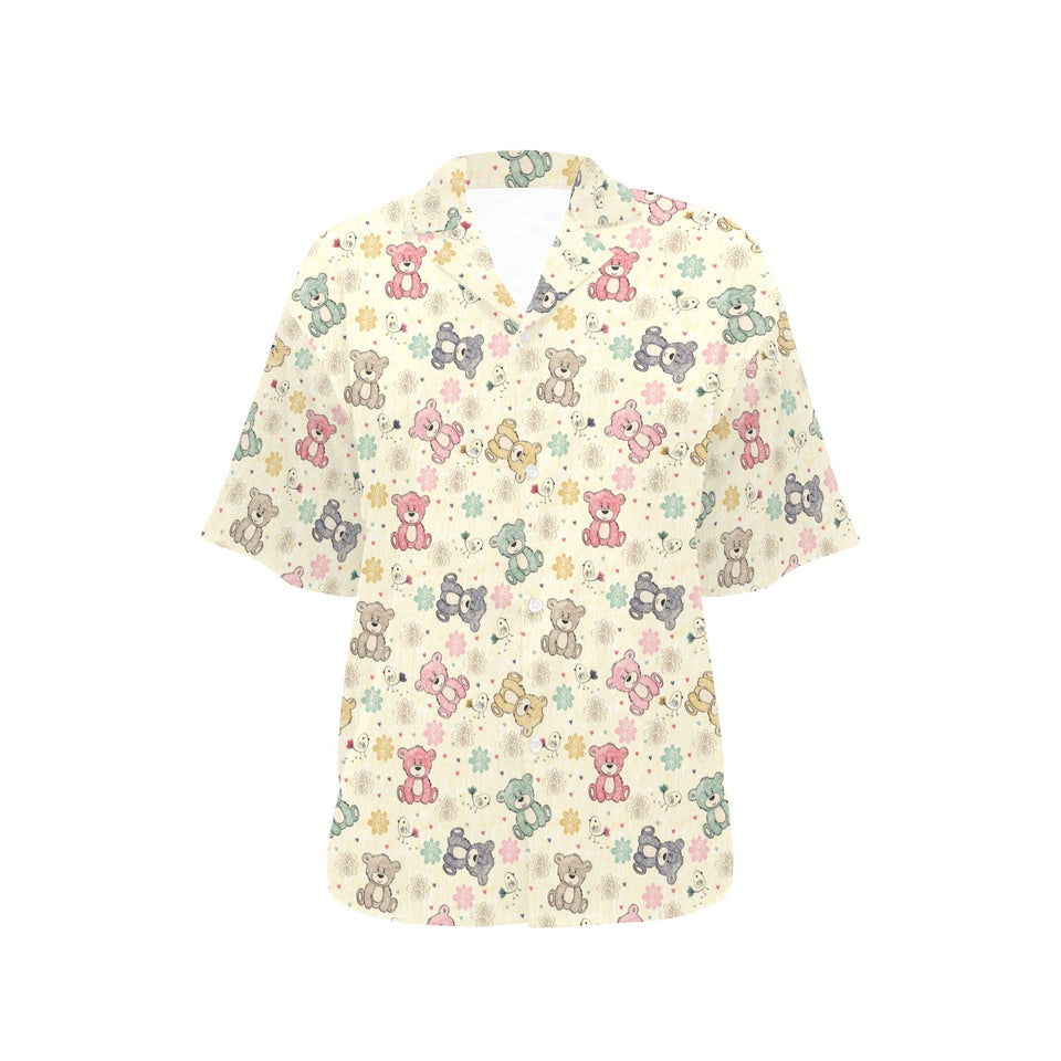 Teddy Bear Pattern Print Design 05 Women's All Over Print Hawaiian Shirt