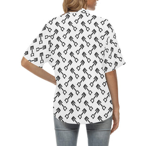 Engine Piston Theme Background Pattern Print Desig Women's All Over Print Hawaiian Shirt