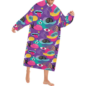 Snail Pattern Print Design 02 Blanket Robe with Sleeves