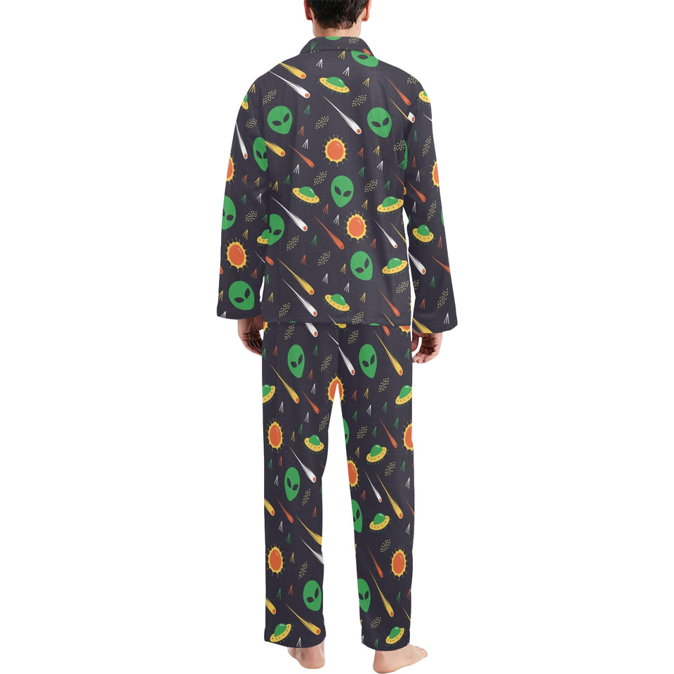 Alien Pattern Print Design 03 Men's Long Pajama Set