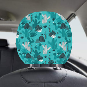 Green Cactus Pattern Car Headrest Cover