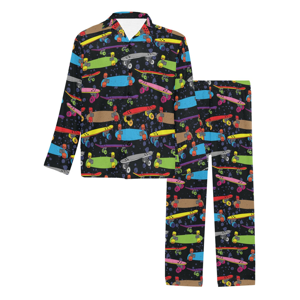 Skate Board Pattern Print Design 03 Men's Long Pajama Set