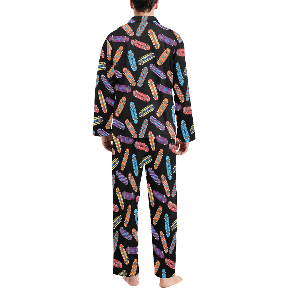 Skate Board Pattern Print Design 04 Men's Long Pajama Set