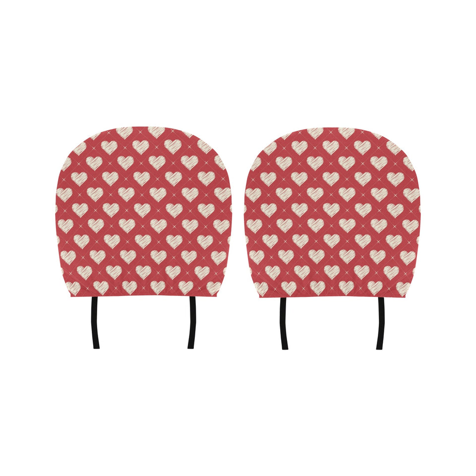 Heart Red Pattern Car Headrest Cover