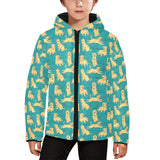 Golden Retriever Pattern Print Design 05 Kids' Boys' Girls' Padded Hooded Jacket