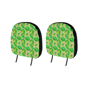 Broccoli Pattern Pink background Car Headrest Cover