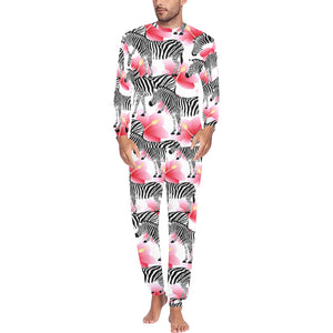 Zebra Red Hibiscus Pattern Men's All Over Print Pajama